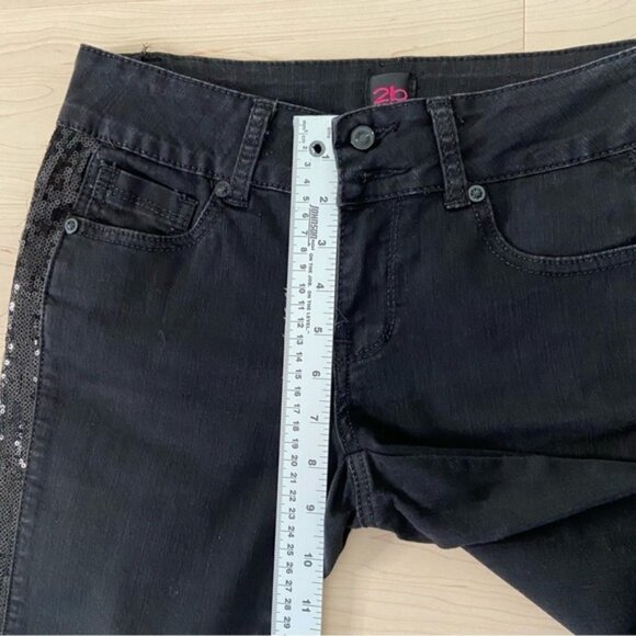 2B bebe black jeans lightweight skinny sequins embellishments skinny mid rise 27 - Picture 10 of 12